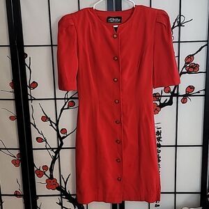 All That Jazz Vintage Red Button Up Dress
